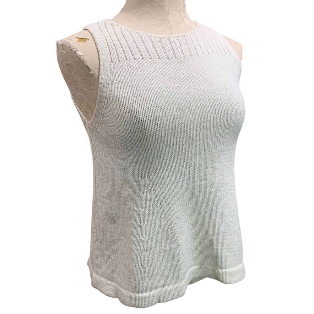 XS Madewell Womens Ivory Sleeveless Pullover Sweater Cotton Blend